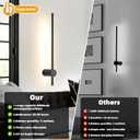 LED Wireless Wall Sconce with Remote Control, Dimmable/350 Rotate/Timing/USB Rechargeable Battery Powered Indoor Wall Lamps, 23.6 inch Black Wall Lights Set of Two for Hallway, Living Room, Bedroom