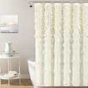 Lush Decor Riley Shower Curtain, 72" W x 72" L", Ivory - Bathroom Curtain - Coquette Decor - Bow Shower Curtains - Cottage Core - Fabric Shower Curtains
