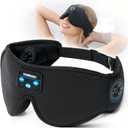 Voerou Sleep Headphones 3D Sleep Mask with Bluetooth, Adjustable Wireless Eye Mask for Sleeping for Women Men, Sleeping Headphone with Ultra-Thin Stereo Speakers Perfect for Sleep Naps (Ink Black)