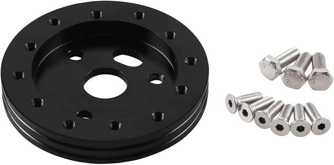 RULLINE 0.5" Steering Wheel Hub Adapter Conversion Spacer 6 Hole to 3 Hole Steering Wheel Adapter Boss Kit Black