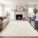 Pauwer Area Rugs for Living Room 6x9, Machine Washable Non Slip Neutral Boho Modern Rug, Soft Fluffy Carpet for Bedroom Dining Room Nursery Office Indoor Farmhouse, Beige