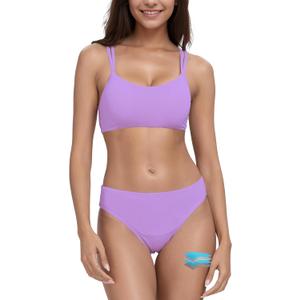 Beautikini Period Swimwear for Teens Menstrual Leakproof Taylor Bikini Top Period Bikini Swimsuit Bathing Suit for Teens Girl (Small, Lavender Purple)