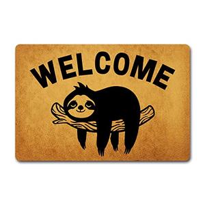 Funny Welcome Doormat For Front Door Front Porch Entrance Way Decor Sloth Welcome Cute Animal Sloth Mode Personalized House Warming Gift Mats With Anti-Slip Rubber Back Novelty Gift Mat(23.7X15.9 in)