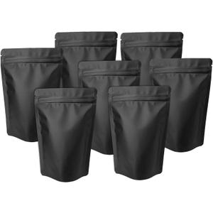100 Pack Matte Black Mylar Stand Up Bags - 5.5x7.8 Inches Smell Proof Resealable Pouch Bag, Sealable Foil Packaging Zipper Pouches for Food Storage