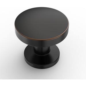 Amerdeco 10 Pack Oil Rubbed Bronze Cabinet Knobs 1.2 Inch(30mm) Single Hole Cabinet Handles Round Dresser Knobs Drawer Knob for Bathroom Cabinets