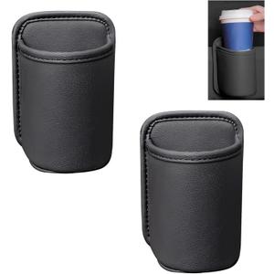 Car Door Cup Holder, Clip On Waterproof Car Window Cup Holder, Multifunctional Leather Door Storage Pocket, Universal Auto Interior Organizer Accessories for Most Cars (Black)
