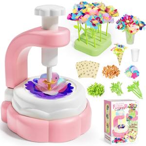 Glotrove Fabric Flower Bouquets Toys, Arts and Crafts for Kids Ages 6-8 8-12 Girls, DIY Craft Kits Gifts for Girls Birthday, Educational Toys for Building Your Flower Bouquet