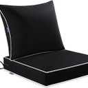 MIULEE Black Outdoor Seat Cushion 22x24 Inch Waterproof & 3 Year Fade Resistant Deep Seat and Back Cushion for Patio Furniture Chair Sofa Couch with Handle and Adjustable Straps