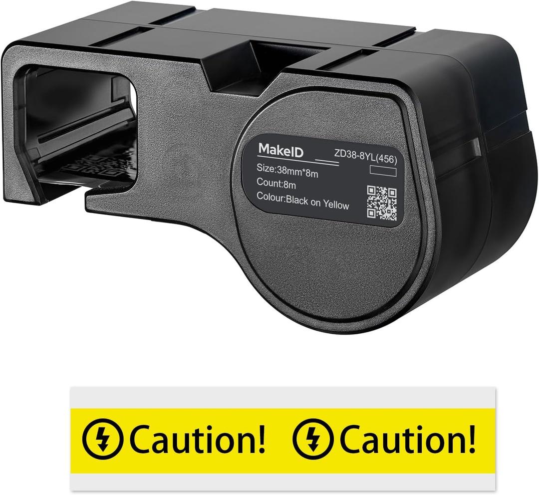 MakeID All-Weather PET Label Cartridge for Indoor/Outdoor Component and Equipment Labeling, Safety Identification, Asset Tracking, Electrical Labeling - for D50 Label Printer (1.5"W x 26.2ft L, Yellow)