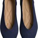 Women's Flats Shoes Pointed Toe Knit Ballet Comfortable Dressy Slip On Flat (9, Navy)