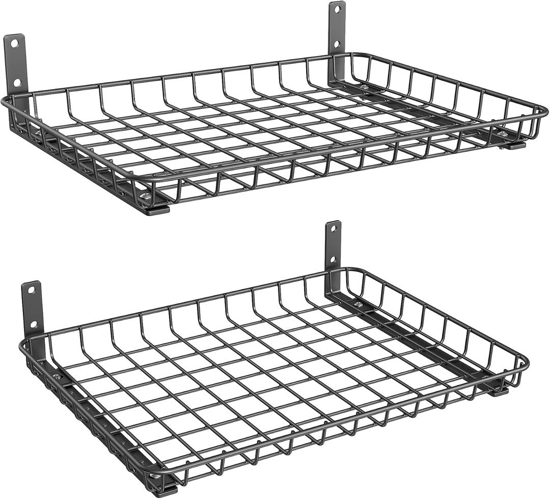TORACK 2-Pack 12x18 inch Wall-Mounted Shelves, Garage Wall Shelf
for Closet & Laundry Room, Heavy-Duty, Wall Floating Shelves, Hold up to 60 lbs, Black