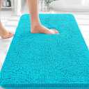 OLANLY Bathroom Rugs 30x20, Extra Soft Absorbent Chenille Bath Rugs, Rubber Backing Quick Dry, Machine Washable Bath Mats for Bathroom Floor, Tub and Shower, Home Decor Accessories, Aqua Sky
