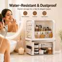 Clear Acrylic Makeup Organizer with Drawers – Dustproof Vanity & Cosmetic Storage Box with Lid (28.5 × 20 × 38 cm)