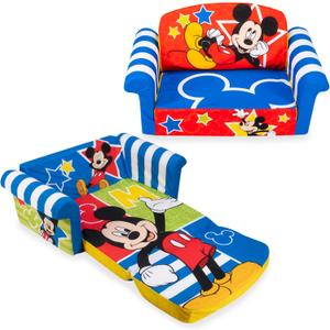 Marshmallow Furniture Kids Sofa, 2-in-1 Flip Open Couch & Bed, Mickey Mouse
