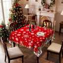 Yesad Square Tablecloth Washable Table Cover 54"x54" and 60"x60", Waterproof Square Table Cloth for Indoor and Outdoor, 54x54In, Snowman