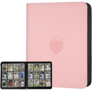 Trading Card Binder 12 Pocket, GERMUN PU Cover Card Binder for 720 Cards, Premium Trading Card Holder Folders, Double Sided Pocket Card Album for MTG, TCG (Pink)