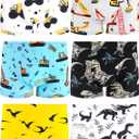 Boys' Underwear,Soft Cotton Tagless Panties for Toddlers' & Little Kids' Comfort,Breathable Boxer Briefs,6-Pack (5, Dinosaur-leaves-excavator-crane-sand Truck-white)