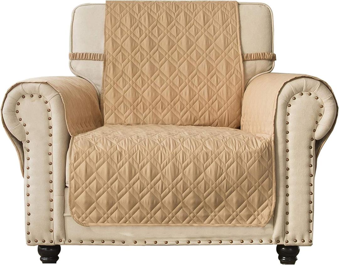 Ameritex Waterproof Nonslip Chair Cover for Leather, Dog Chair Cover Furniture Protector, Ideal Chair Slipcovers for Pets and Kids, Stay in Place (23", Sand)