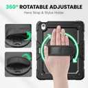SEYMAC for iPad Air 13 Inch Case M4 / M3 / M2 (2026/2025 / 2024), Heavy Duty Shockproof Protective Case with Screen Protector, 360 Rotating Stand, Hand/Shoulder Strap and Pen Holder, Black