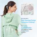 Commollis Sun Protection Clothing Women - Long Sleeve Zip Up Hoodie Women for Running, Athletic Hiking Jacket Sun Shirt (Green, L)