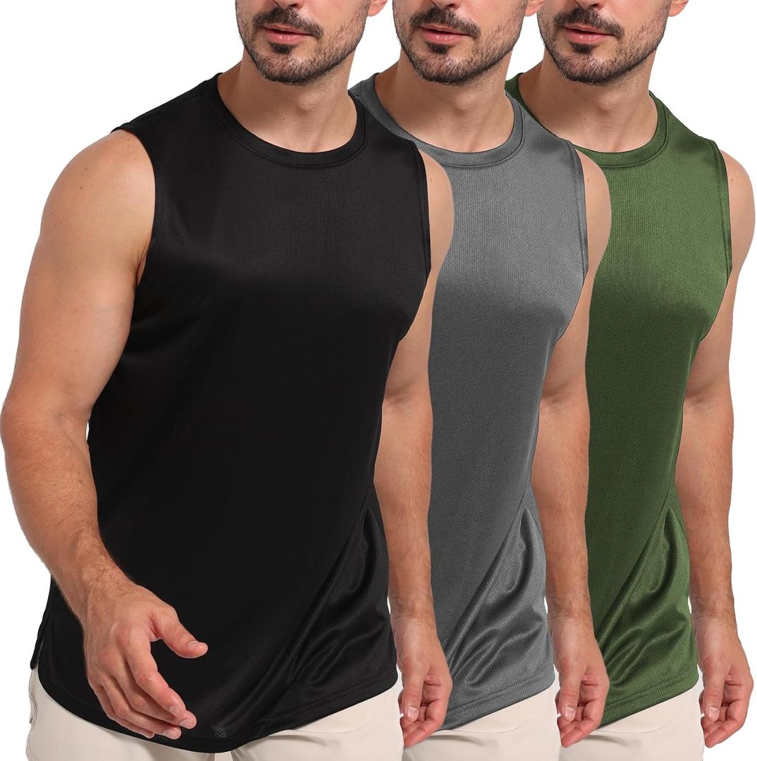 MARKEEP Mens Tank Tops Muscle Athletic Quick Dry Sleeveless Workout Fitness T Shirts for Men M