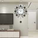 Large Wall Clock for Living Room Decor, Giant Big Silent Modern Battery Operated Glass Pendulum Wall Clock for Kitchen, Bedroom, Oversized Non Ticking Crystal Wall Clock,22 Inch