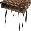 Pallet Night Stand - Pine Wood Night Stand, Reclaimed Wood Side Table | Rustic Farmhouse Style Nightstand, Industrial Night Stand, Solid Nightstand, Reclaimed Pallet End Table with Charred Finish
