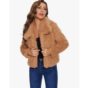 SUGAR POISON Women Winter Coats 2023 Women's Long Sleeve Fluffy Faux Fur Warm Coat Sherpa Jacket Outwear XXL