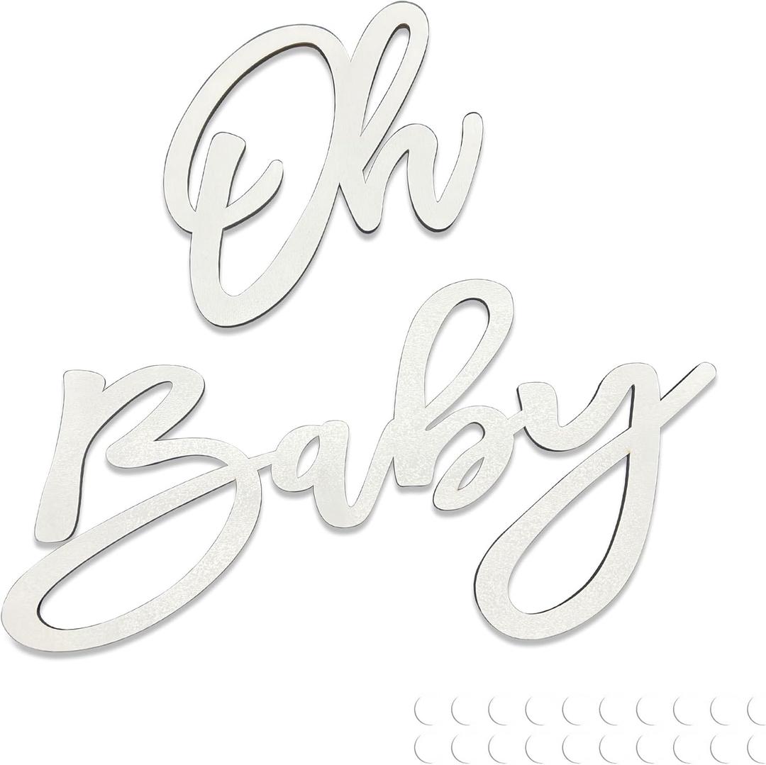 Oh Baby Sign for Backdrop, Wooden Baby Shower Sign White Letters Party Banner for Boy/Girl Decorations Backdrop Party