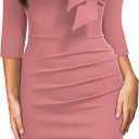 Miusol Women's Retro Half Collar Ruffle 2/3 Sleeve Cocktail Pencil Dress, S