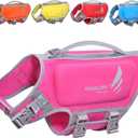 VIVAGLORY Lightweight Dog Life Jacket, Pet Life Preserver Life Vest Skin-Friendly Neoprene for Medium Dogs with D-Ring and Quick Release Buckle, Pink (M: 21-25 inch (Ribcage Girth))