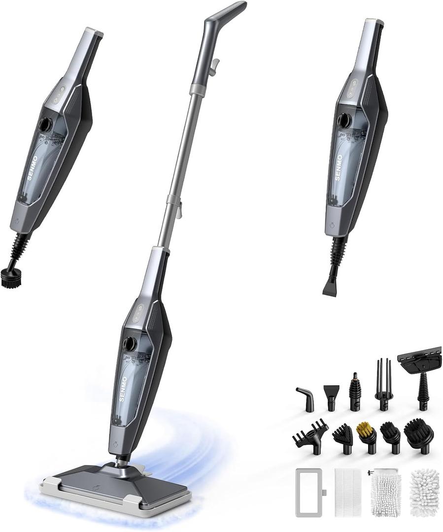 SENMO Steam Mop, 14-in-1 Detachable Steam Cleaner for Home and Floor, 1300W 228F Deep Cleaning MultiPurpose Steamer with 14 Attachments for Floor, Tile, Grout, Furniture, Carpet, Wall (Black)