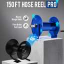MEKOH Pressure Washer Hose Reel 150FTx3/8”, 300FTx1/4” Manual Power Washer Hose Reel with M22 14mm Fitting,4500PSI Heavy Duty Hose Reel for Water,High Pressure Metal Reel with Wall/Van/Trailer Mount