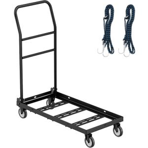 Folding Chair Dolly with 360 Swivel Wheels - 12 Chair Capacity, 300 LBS Load, Multi-Function Cart