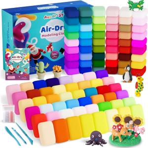 Air Dry Clay 102 Colors, Modeling Clay for Kids, DIY Model Magic Clay, Molding Clay Kit with Sculpting Tools, Non-Sticky Soft and Super Light, Arts and Crafts Gift for Boys Girls Kids