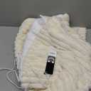 XINIUSLEEP Heated Blanket Electric Blanket 50"x60", Soft Flannel Sherpa Electric Throw with 5 Heating Level & 1-12 Hour Auto Off, Heated Throw with Overheating Protection, Machine Washable (Beige)