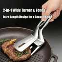 3 x 2-in-1 Anti-Scald BBQ Stainless Steel Grill Clamp Spatula | Tongs & Flipper for Grilling, Cooking, Frying Steak, Fish, and Vegetables