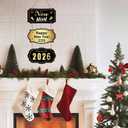 YUNKKIN Happy New Year Sign 2026 Black Gold New Years Wreath Door Sign Wooden Front Door Decorations Hanging Decor for Porch Wall Indoor Home Decor