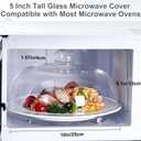 10 Inch Borosilicate Glass Microwave Splatter Cover for Food, All Glass Tall Splatter Guard Microwave Plate Light Serving Dish Covers Lid with Handle for Heating Food