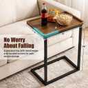 SLEEPING LAMB C Shaped End Table with TV Tray Top, 28'' Tall Sofa Arm Table, 16''L x 11.8'' W x 28''H