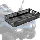 KEMIMOTO ATV Front Cargo Basket, ATV Front Rack Basket with Steel Mesh Surface, ATV Luggage Carrier Compatible with Grizzly Fourtrax Kawasaki, Universal for Golf Cart Tractor 33.3" L x16.7 W x5.8 H