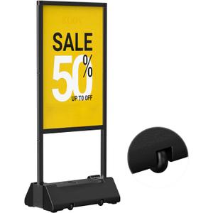 Koov Heavy Duty Sign Holder Stand, 24"x36" Poster Stand with Water-Fillable Base & Wheels, Aluminum Alloy Portable Sidewalk Poster Board Stand, Outdoor Sign Stand for Business, Office, Trade Show, Mall Advertising (Frame Only)
