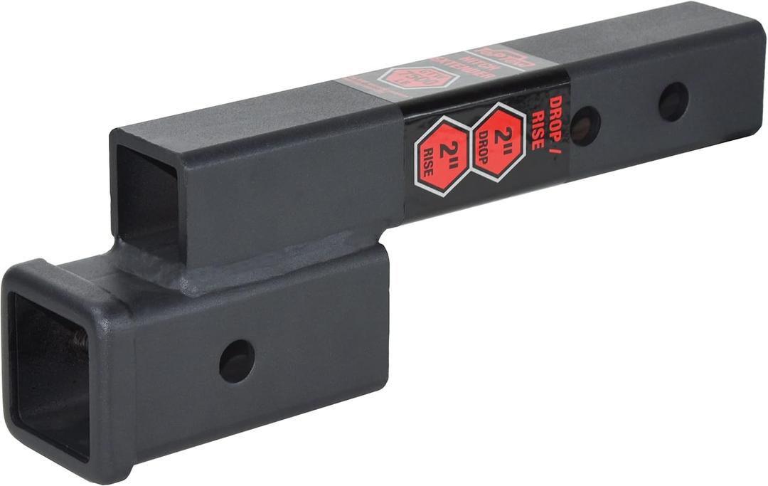 TOPTOW Trailer Receiver Hitch Extender Adapter 2" Drop/Riser, 7" and 9" Extension Length, 2" Shank, 7500lbs Towing Capacity, Matte Black