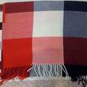 Wander Agio Women's Fashion Long Shawl Big Grid Winter Warm Lattice Large Scarf (Orange Red)