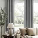 100% Blackout Shield Linen Blackout Curtains for Bedroom 84 Inches Long, Grey Grommet Curtains for Living Room, Thermal Insulated Room Darkening Drapes for Nursery, 50" W x 84" L, 2 Panels