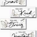 DONFENTHY 4 Pcs Butterfly Wall Decor Black Room Decor Wooden Positive Butterfly Decor with Inspirational Word Black White Grey for Women Room Bathroom Bedroom Office(Black,10x4 In)