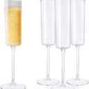 Ciaell 12 Pack Plastic Champagne Flutes - 6 Oz Clear Disposable Champagne Glasses - Square Plastic Toasting Glasses for Party Anniversary Wedding