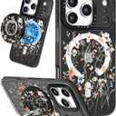 Lotadilo Case for iPhone 17 Pro Max Case Compatible with Magsafe Ring Holder Stand - for Women Dried Flower Design TPU Phone Cover for Girls Girly Funny Fashion