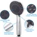 High Pressure Handheld Shower Head Briout 5-Settings Powerful Water Spray Shower Head against Low Pressure Water Flow with Stainless Hose and Adjustable Mount