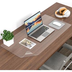 Frosted Clear Desk Mat, Non-Slip PVC Clear Desk Pad, Transparent Desk Cover Protector with Round Edge, Heat Resistant & Waterproof Desk Mat for Home and Office (47.2"*23.6")
